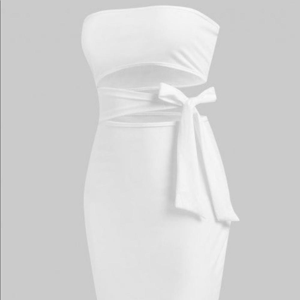* SOLD * Tie Side Cut Out Slinky Tube Dress